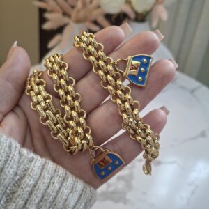 PARURE CHAINE + GOURMETTE BIBETO Dorée