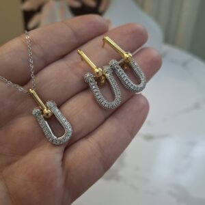 PARURE CHAINE + BOUCLES TIFFANY Dorée/Argentée