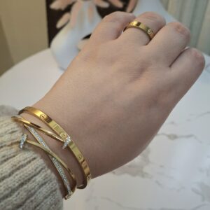 DUO DOUBLE BRACELETS + BAGUE Dorés