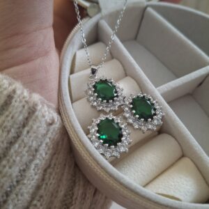 PARURE CHAINE + BOUCLES CRYSTAL Dorée/Argentée