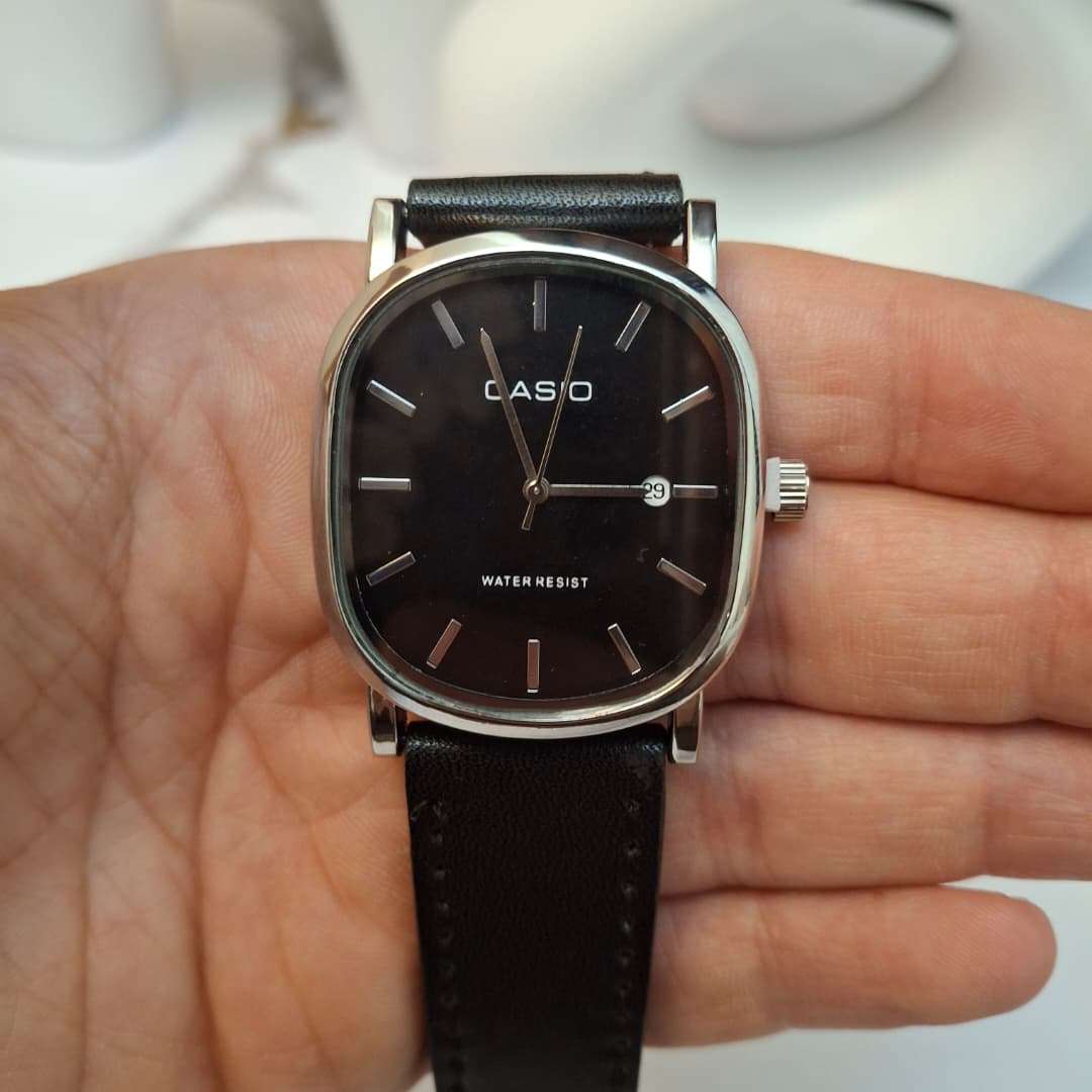 CASIO Ovale Semi-cuire Noire + Dateur - الصورة 2