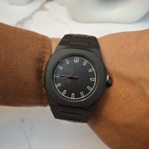 Montre Ronde Bracelet Noire